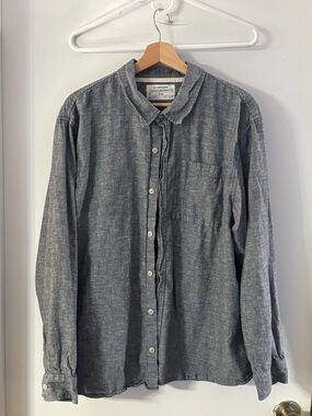 REI Cooperative Men's Heathered Gray Long-Sleeve Button-Down Shirt